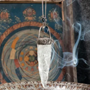 Kailash-Blessed Spiritual Energy Pendant - Clear Quartz Aquamarine Silver