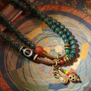Serene Balance Dzi Bead & Bodhi Seed Necklace Serene