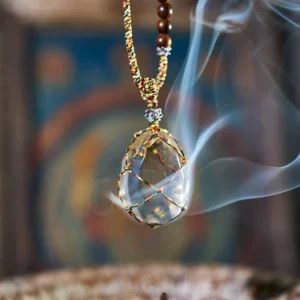 Kailash Energy Essence of Soul Recovery Clear Quartz Pendant with Lapis Lazuli
