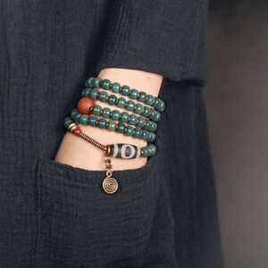 Serene Balance Dzi Bead & Bodhi Seed Necklace Serene