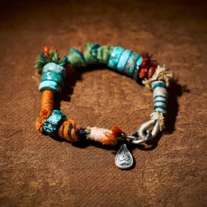 Earthbound Harmony Bracelet | Turquoise, Silk & Silver Talisman for Spiritual Balance